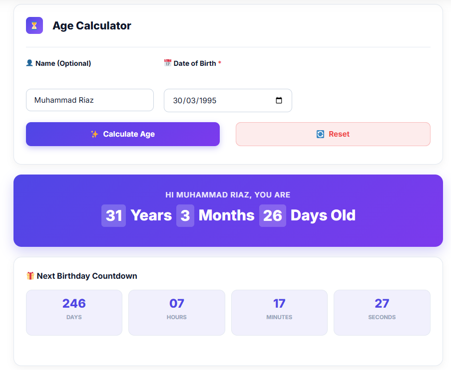 Age Calculator interface 1