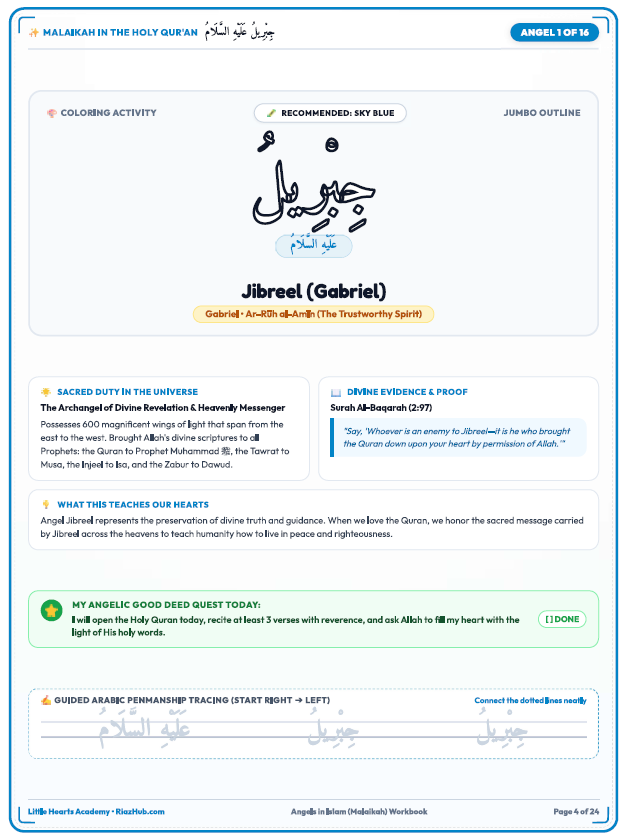 Angels in Islam Malaikah — Light, Duties & Devotion Workbook for Young Believers First Screen