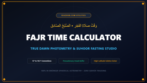 Fajr Time Calculator, True Dawn Photometry & Suhoor