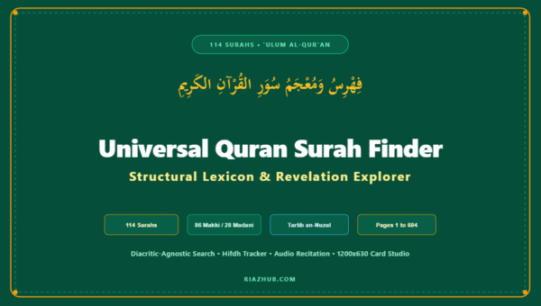 Quran Surah Finder, Structural Lexicon & Revelation Explorer