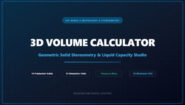 3D Volume Calculator, Geometric Solid Stereometry & Liquid Capacity Studio
