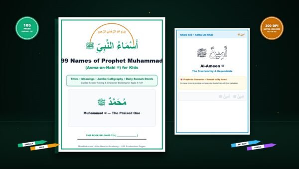 99 Names of Prophet Muhammad (Asma-un-Nabi) for Kids — Titles, Meanings & Calligraphy