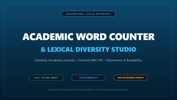 Academic Word Counter, Lexical Diversity & Scholarly Density Studio