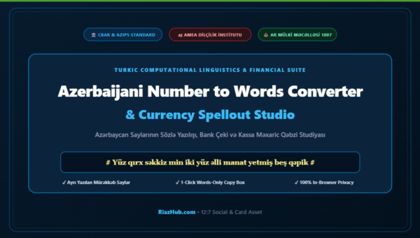 Azerbaijani Number to Words Converter & Currency Spellout Studio
