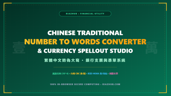 Chinese Traditional Number to Words Converter & Currency Spellout Studio
