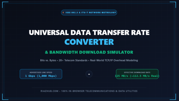 Data Transfer Rate Converter, Network Bandwidth & File Download Time Simulator