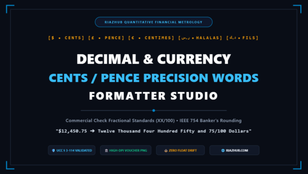 Decimal & Currency Cents/Pence Precision Words Formatter Studio