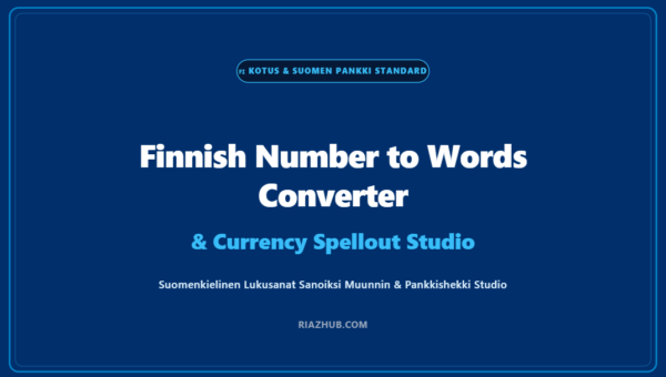 Finnish Number to Words Converter & Currency Spellout Studio