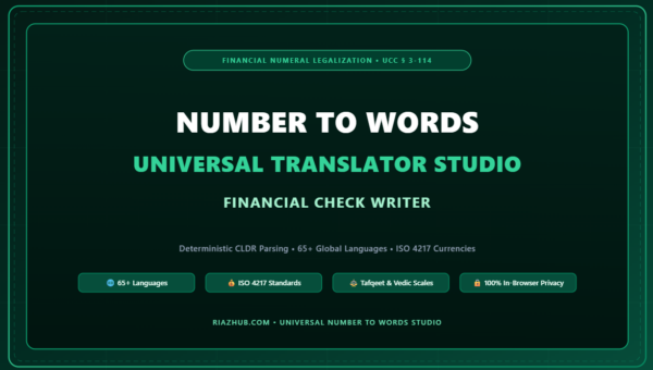 Global Multi-Language Number to Words Universal Translator Studio & Financial Check Writer