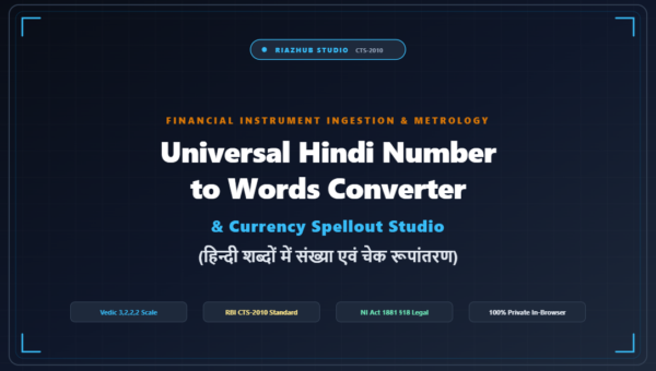 Hindi Number to Words Converter & Currency Spellout Studio