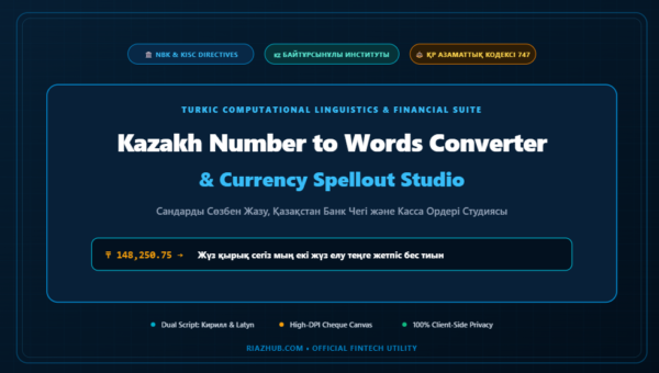 Kazakh Number to Words Converter & Currency Spellout Studio