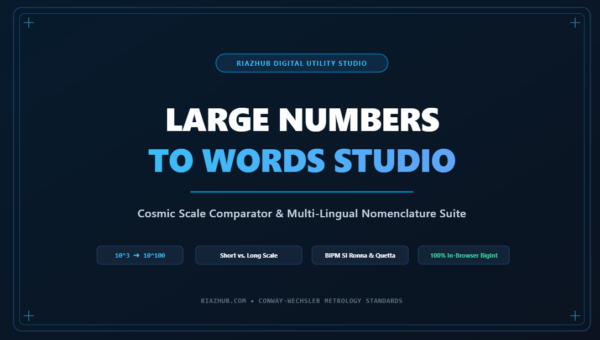 Large Numbers to Words Studio & Cosmic Scale Comparator