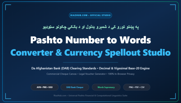 Pashto Number to Words Converter & Currency Spellout Studio
