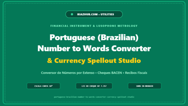 Portuguese Brazilian Number to Words Converter & Currency Spellout Studio