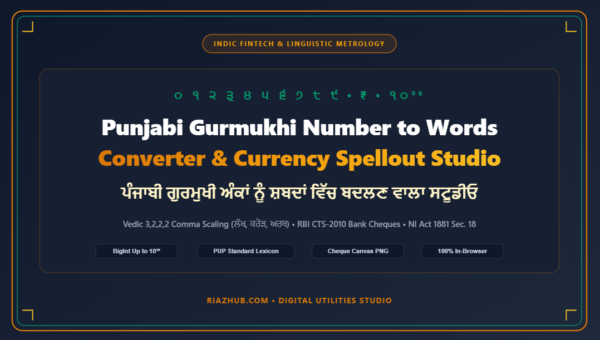 Punjabi Gurmukhi Number to Words Converter & Currency Spellout Studio