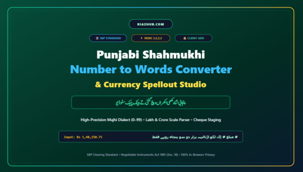 Punjabi Shahmukhi Number to Words Converter & Currency Spellout Studio
