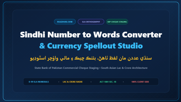 Sindhi Number to Words Converter & Currency Spellout Studio