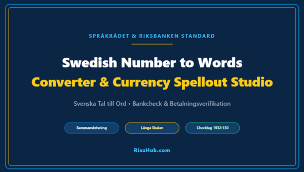 Swedish Number to Words Converter & Currency Spellout Studio