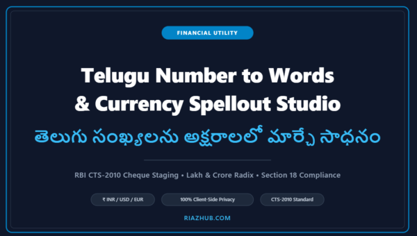 Telugu Number to Words Converter & Currency Spellout Studio