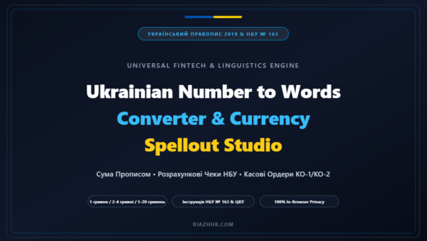 Ukrainian Number to Words Converter & Currency Spellout Studio