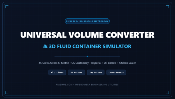 Volume Converter, 3D Fluid Container Simulator & Volumetric Capacity