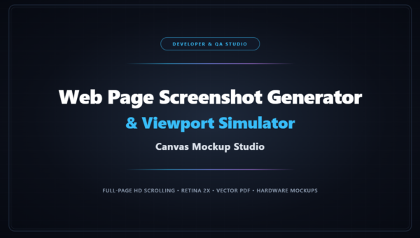 Web Page Screenshot Generator, Multi-Device Viewport Simulator & Canvas Mockup